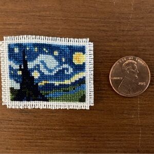 Vincent Van Gogh’s “The Starry Night” in Mini Cross Stitch Art